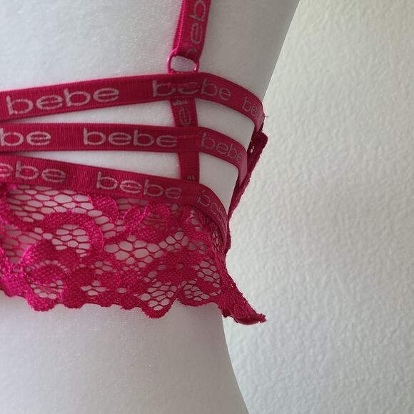 Bebe Bra 36C Underwire Floral Pink Lace Nylon‎ Spandex Blend Opaque - Picture 5 of 14